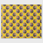 Tigerkopf-Musterdesign gelb Geschenkpapier (Flach)