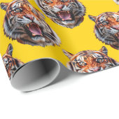 Tigerkopf-Musterdesign gelb Geschenkpapier (Rolleneckpunkt)