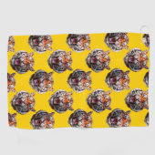 Tigerkopf-Musterdesign gelb  Golfhandtuch (Horizontal)