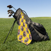 Tigerkopf-Musterdesign gelb  Golfhandtuch (Gras)