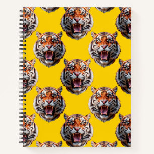 Tigerkopf-Musterdesign Gelb  Notizblock