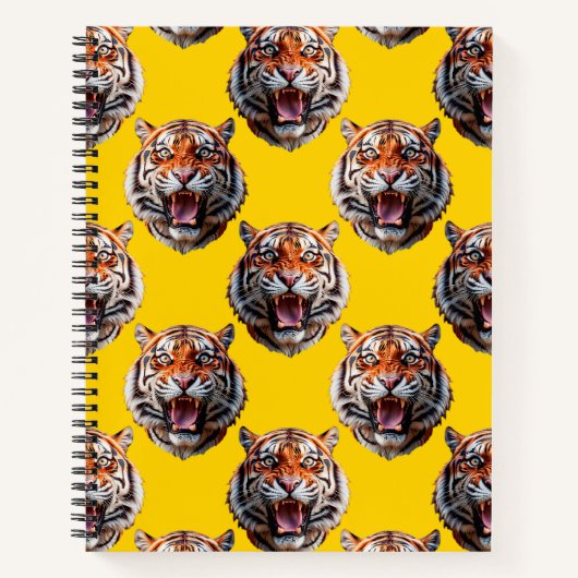 Tigerkopf-Musterdesign Gelb Notizblock (Vorderseite)