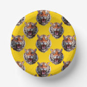 Tigerkopf-Musterdesign gelb  Pappteller (Vorderseite)