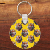 Tigerkopf-Musterdesign Gelb Schlüsselanhänger (Vorderseite)