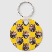 Tigerkopf-Musterdesign Gelb Schlüsselanhänger (Rückseite)