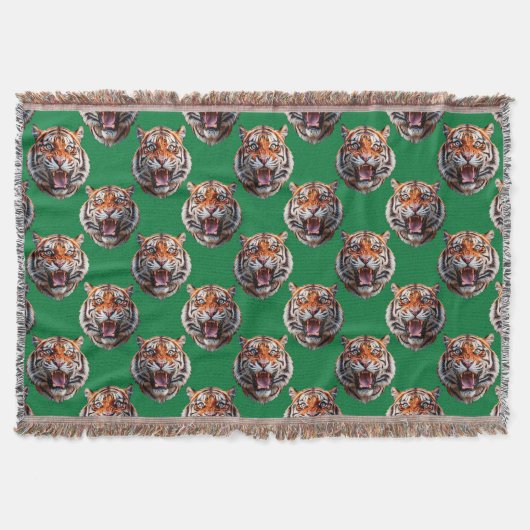 Tigerkopf-Musterdesign Grün Decke (Vorderseite)