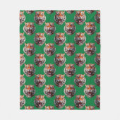 Tigerkopf-Musterdesign Grün Fleecedecke (Vorderseite)