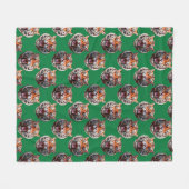 Tigerkopf-Musterdesign Grün Fleecedecke (Vorderseite (Horizontal))