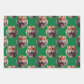 Tigerkopf-Musterdesign Grün  Geschenkpapier Set (Vorderseite 3)