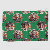 Tigerkopf-Musterdesign Grün Golfhandtuch (Horizontal)