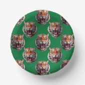 Tigerkopf-Musterdesign Grün  Pappteller (Vorderseite)