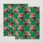 Tigerkopf-Musterdesign Grün Postkarte (Vorne/Hinten)