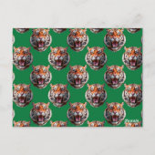 Tigerkopf-Musterdesign Grün Postkarte (Rückseite)