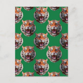 Tigerkopf-Musterdesign Grün Postkarte (Vorderseite)