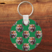 Tigerkopf-Musterdesign Grün Schlüsselanhänger (Rückseite)