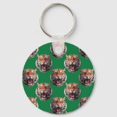 Tigerkopf-Musterdesign Grün Schlüsselanhänger (Rückseite)