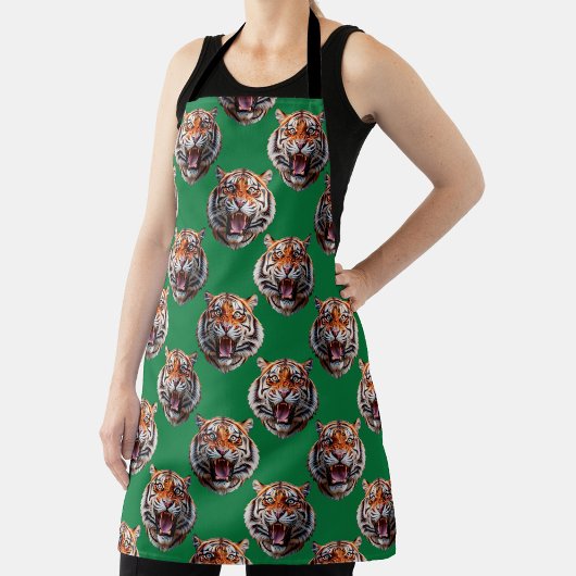 Tigerkopf-Musterdesign Grün Schürze