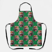 Tigerkopf-Musterdesign Grün Schürze (Vorderseite)