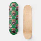 Tigerkopf-Musterdesign Grün  Skateboard (Vorderseite)