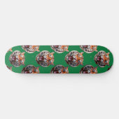 Tigerkopf-Musterdesign Grün  Skateboard (Horizontal)