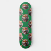 Tigerkopf-Musterdesign Grün  Skateboard (Vorderseite)