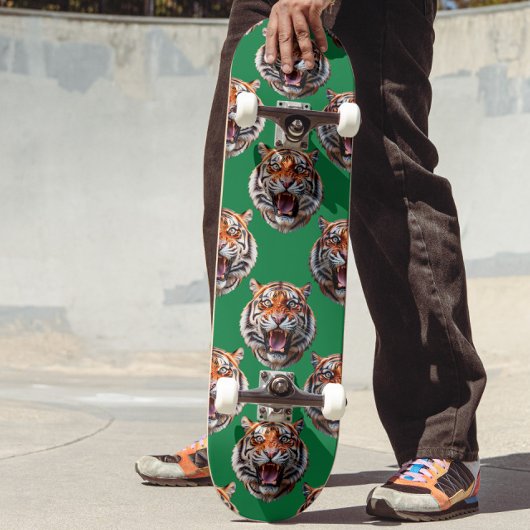 Tigerkopf-Musterdesign Grün  Skateboard