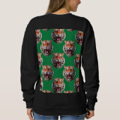 Tigerkopf-Musterdesign Grün Sweatshirt (Rückseite)