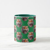 Tigerkopf-Musterdesign Grün Tasse (Zentrum)