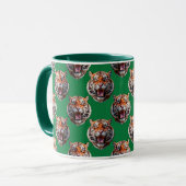 Tigerkopf-Musterdesign Grün Tasse (Vorderseite Links)