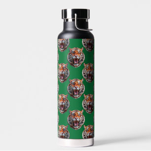 Tigerkopf-Musterdesign Grün Trinkflasche