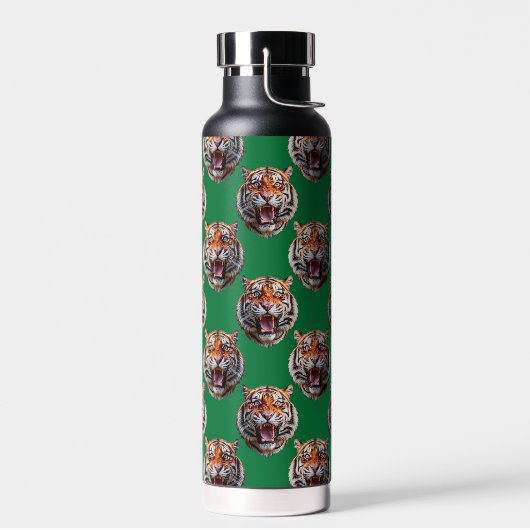 Tigerkopf-Musterdesign Grün Trinkflasche (Links)