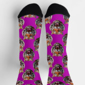 Tigerkopf-Musterdesign Lila  Socken (Oben)