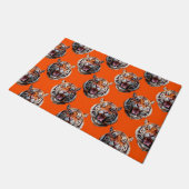 Tigerkopf-Musterdesign Orange Fußmatte (Schrägansicht)