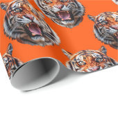 Tigerkopf-Musterdesign Orange Geschenkpapier (Rolleneckpunkt)