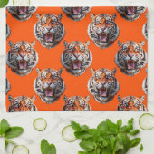 Tigerkopf-Musterdesign Orange  Geschirrtuch (Gefaltet)