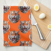 Tigerkopf-Musterdesign Orange  Geschirrtuch (Viertel Falte)