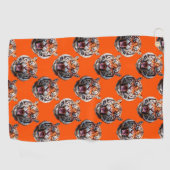 Tigerkopf-Musterdesign Orange Golfhandtuch (Horizontal)