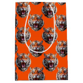 Tigerkopf-Musterdesign Orange Mittlere Geschenktüte (Vorderseite)