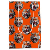 Tigerkopf-Musterdesign Orange Mittlere Geschenktüte (Rückseite)