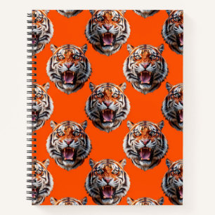 Tigerkopf-Musterdesign Orange Notizblock