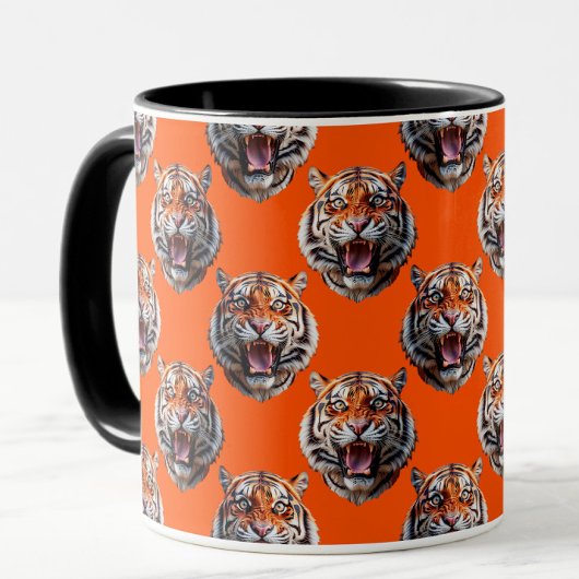 Tigerkopf-Musterdesign Orange Tasse
