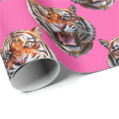 Tigerkopf-Musterdesign Rosa Geschenkpapier (Rolleneckpunkt)