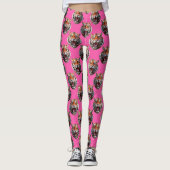 Tigerkopf-Musterdesign Rosa Leggings (Vorderseite)