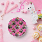 Tigerkopf-Musterdesign Rosa Pappteller (Party)