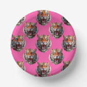 Tigerkopf-Musterdesign Rosa Pappteller (Vorderseite)