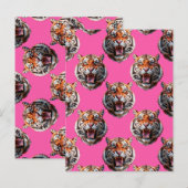 Tigerkopf-Musterdesign Rosa Postkarte (Vorne/Hinten)