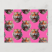Tigerkopf-Musterdesign Rosa Postkarte (Rückseite)