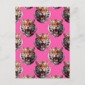 Tigerkopf-Musterdesign Rosa Postkarte (Vorderseite)