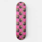 Tigerkopf-Musterdesign Rosa Skateboard (Vorderseite)