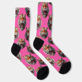 Tigerkopf-Musterdesign Rosa Socken (Rechts)